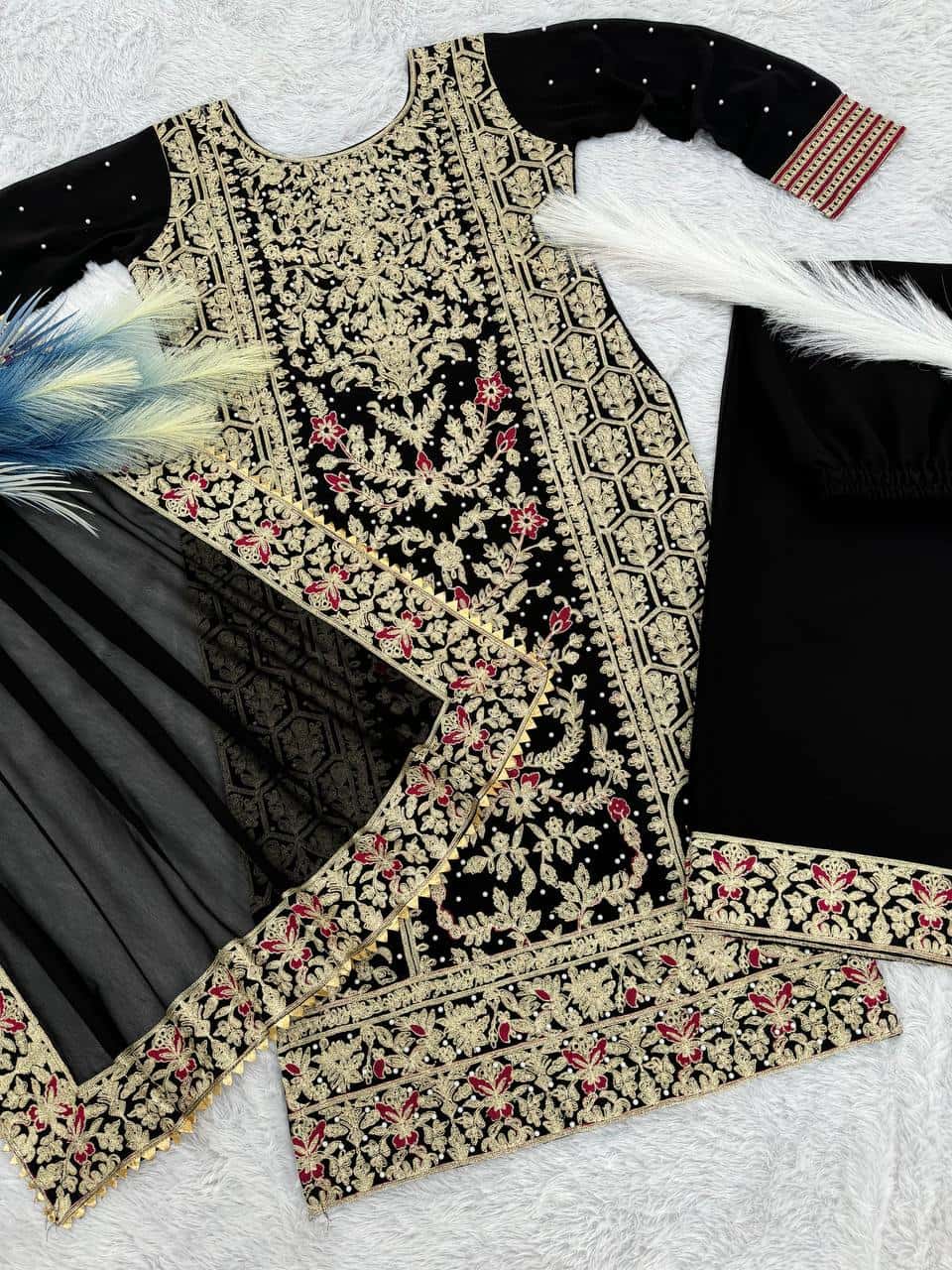 Heavy Faux Georgette Kurta Palazzo with Dupatta