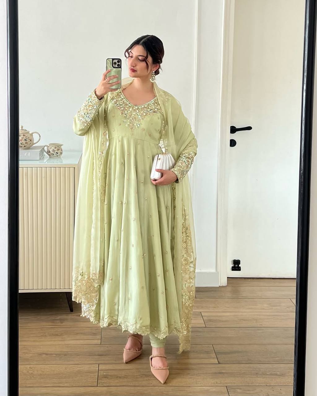 Designer Party Wear Gown with Dupatta – Rembo Sequence Work