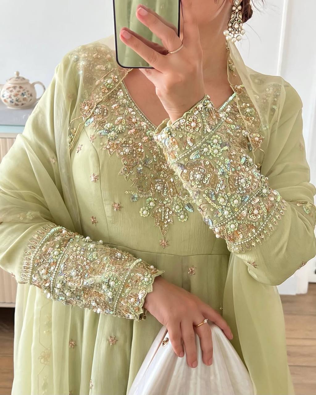 Designer Party Wear Gown with Dupatta – Rembo Sequence Work