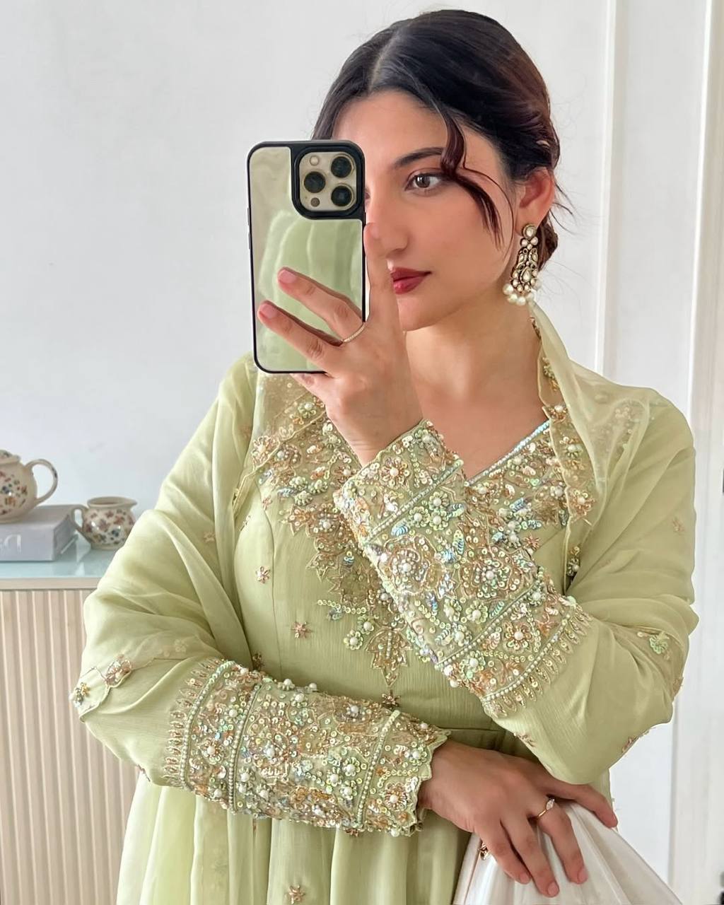 Designer Party Wear Gown with Dupatta – Rembo Sequence Work
