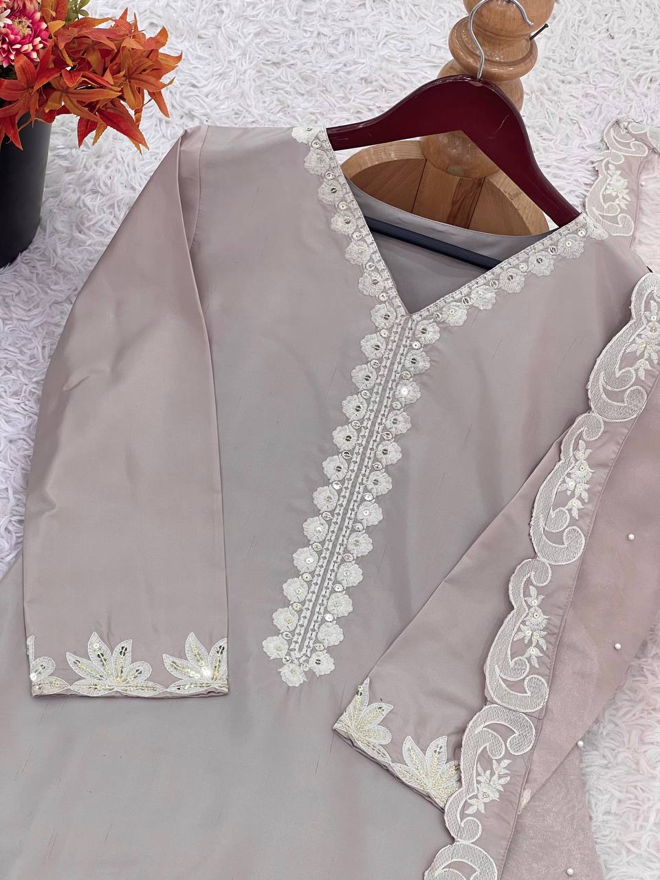 Designer Natural Crepe Silk Farshi salwar suit sets