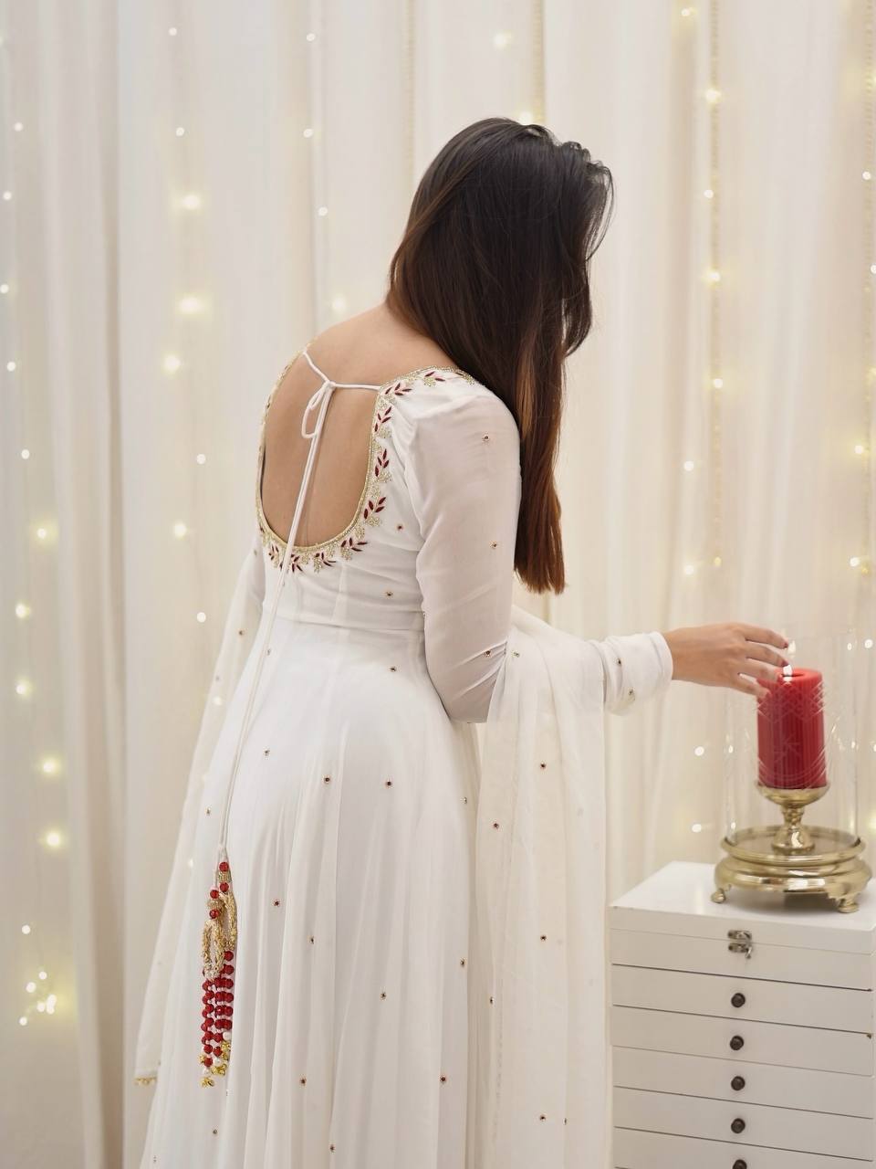 Designer Faux Georgette Gown pant with Dupatta Set