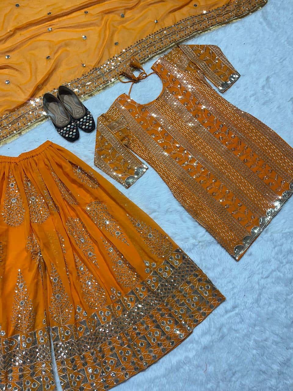 Premium georgette kurta sharara set