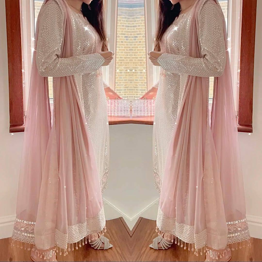 Designer Bollywood-Style Embroidered Suit With Dupatta Set