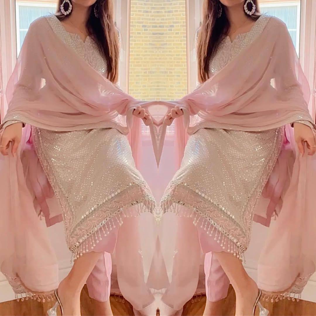 Designer Bollywood-Style Embroidered Suit With Dupatta Set