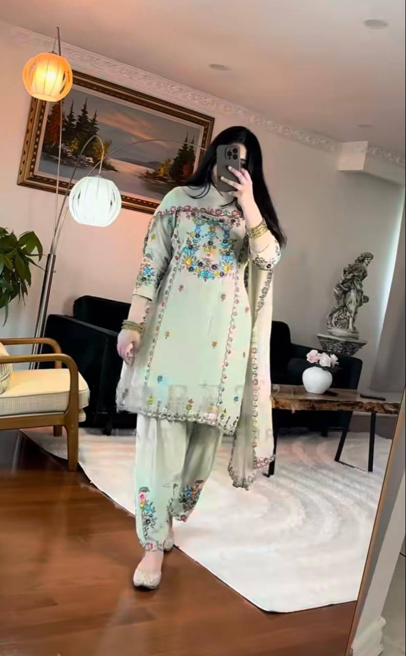 Silk designer kurta dhoti with dupatta sets