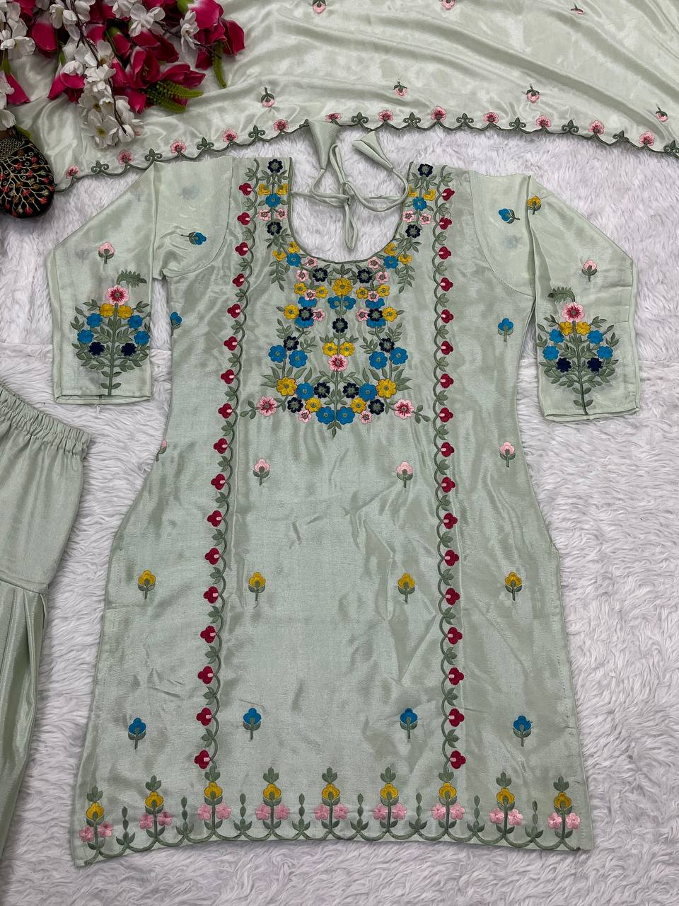 Silk designer kurta dhoti with dupatta sets