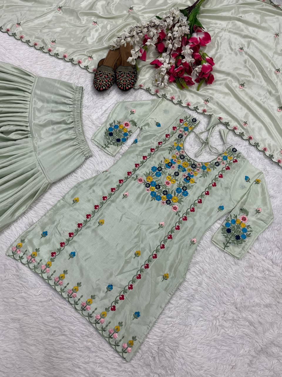 Silk designer kurta dhoti with dupatta sets