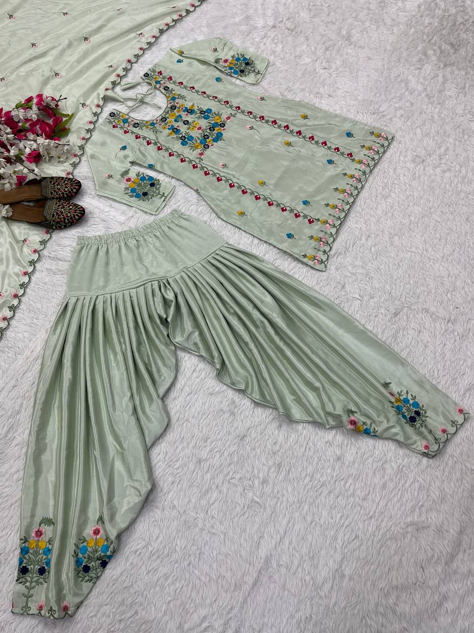 Silk designer kurta dhoti with dupatta sets