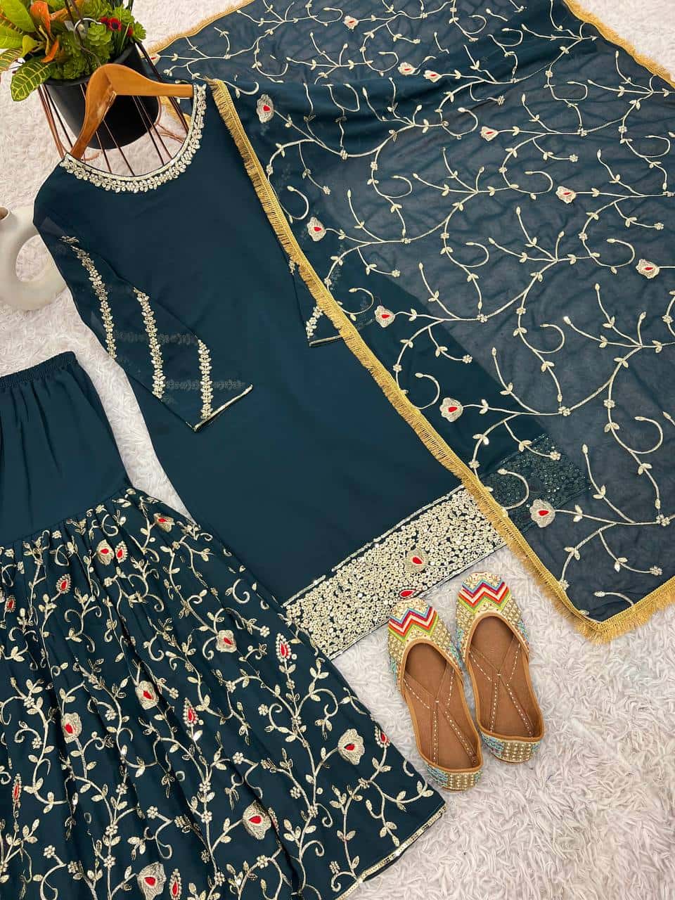 Heavy Faux Georgette Kurta Sharara with Dupatta