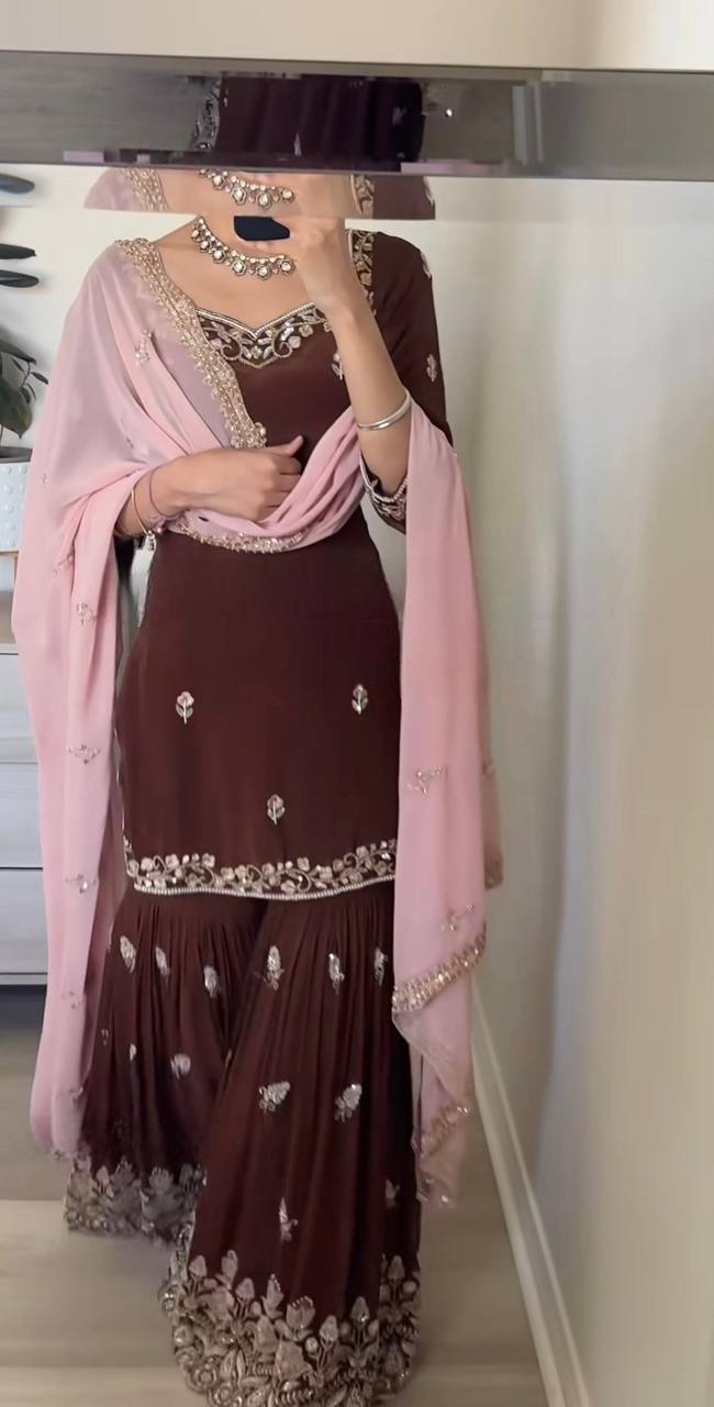 Georgette kurta sharara with dupatta sets