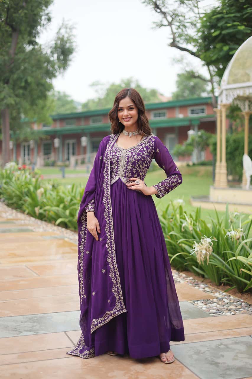 Faux Blooming Gown with Dupatta