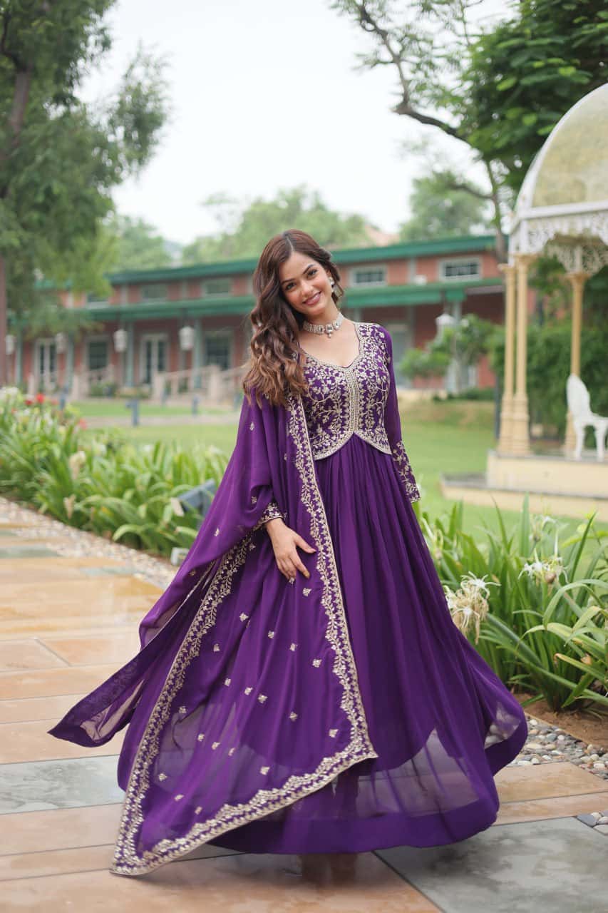 Faux Blooming Gown with Dupatta