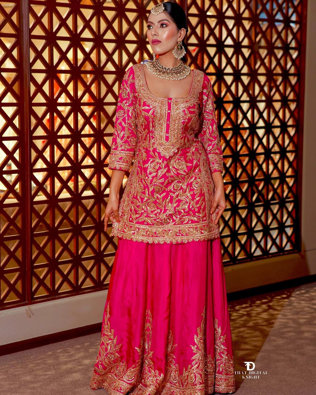 Wedding wear silk kurta palazzo with dupatta sets