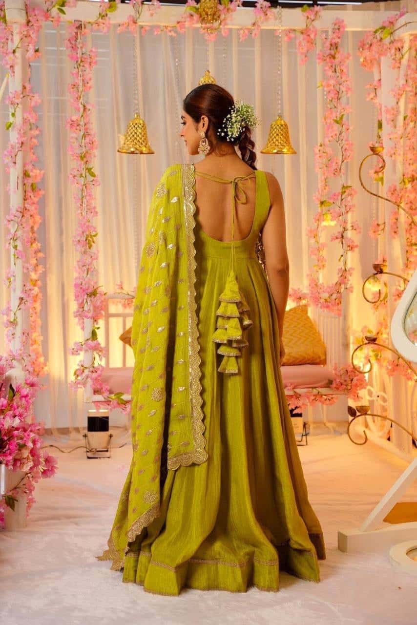 Heavy Roman Silk Gown with Dupatta