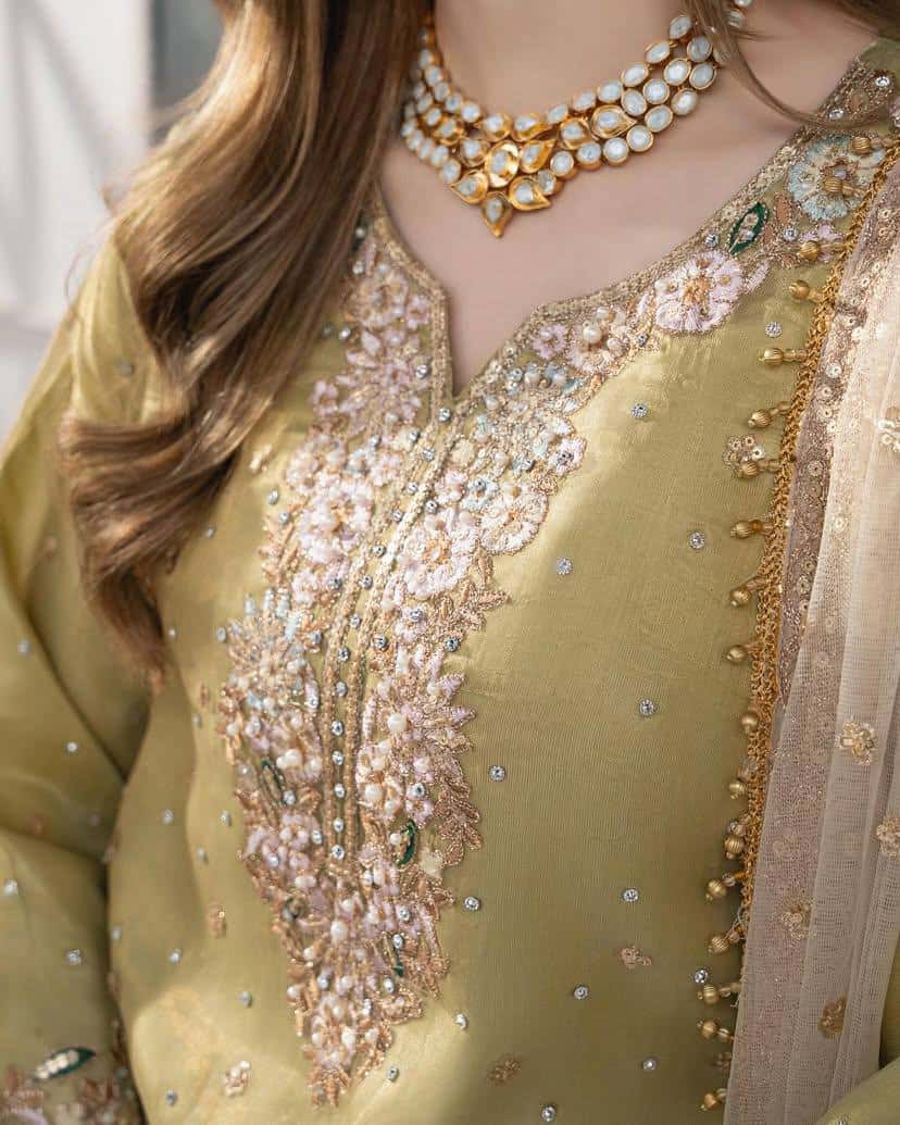Beautiful chinon silk embroidery readymade salwar suit set