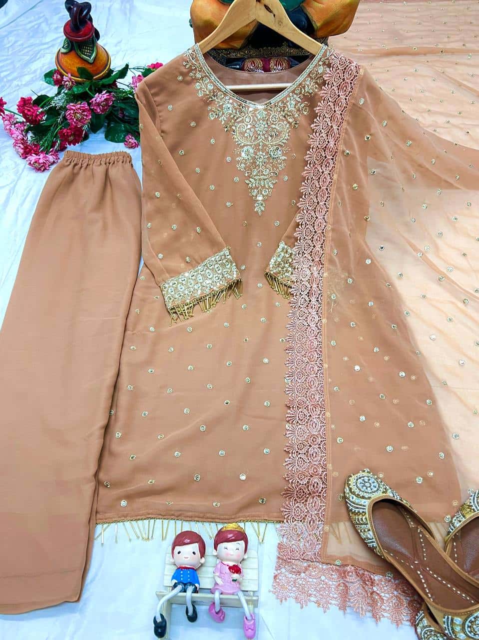 Beautiful georgette embroidery readymade salwar kameez set