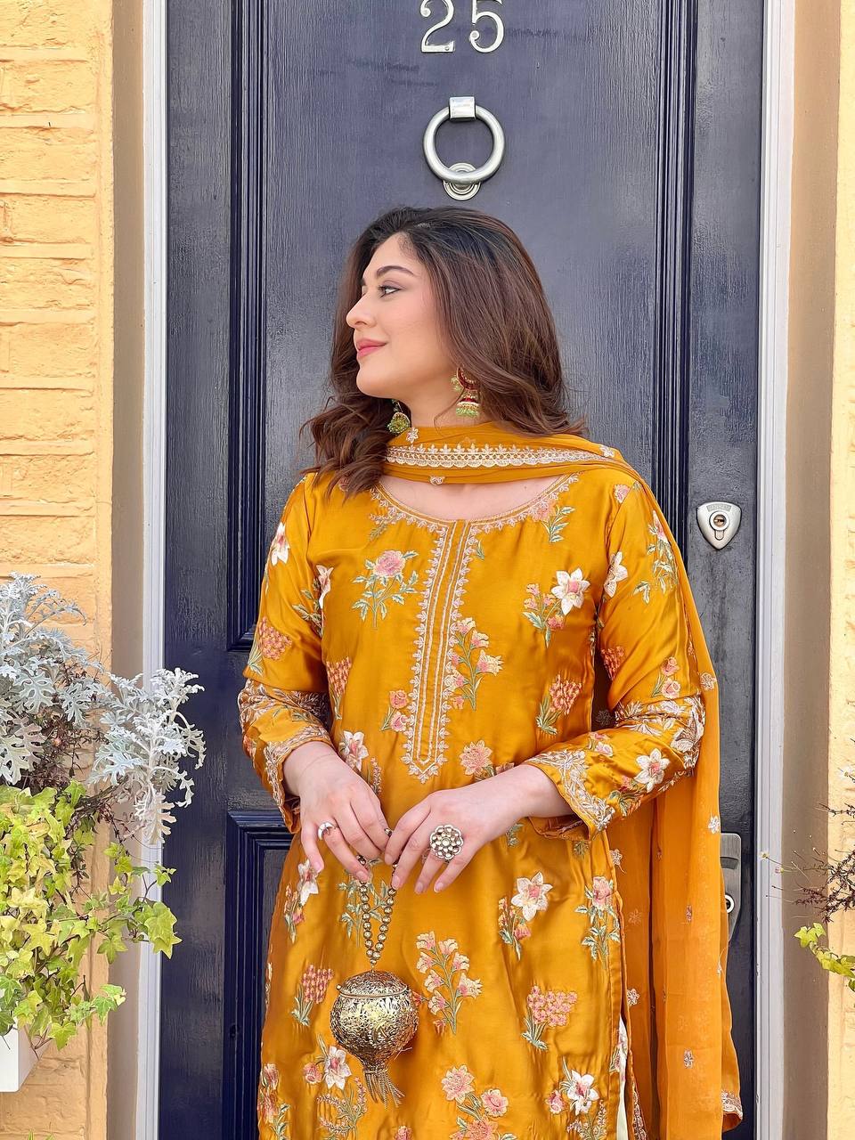 Pakistani New Designer crepe  Party Wear Top & Sharara Set with Fancy Dupatta
