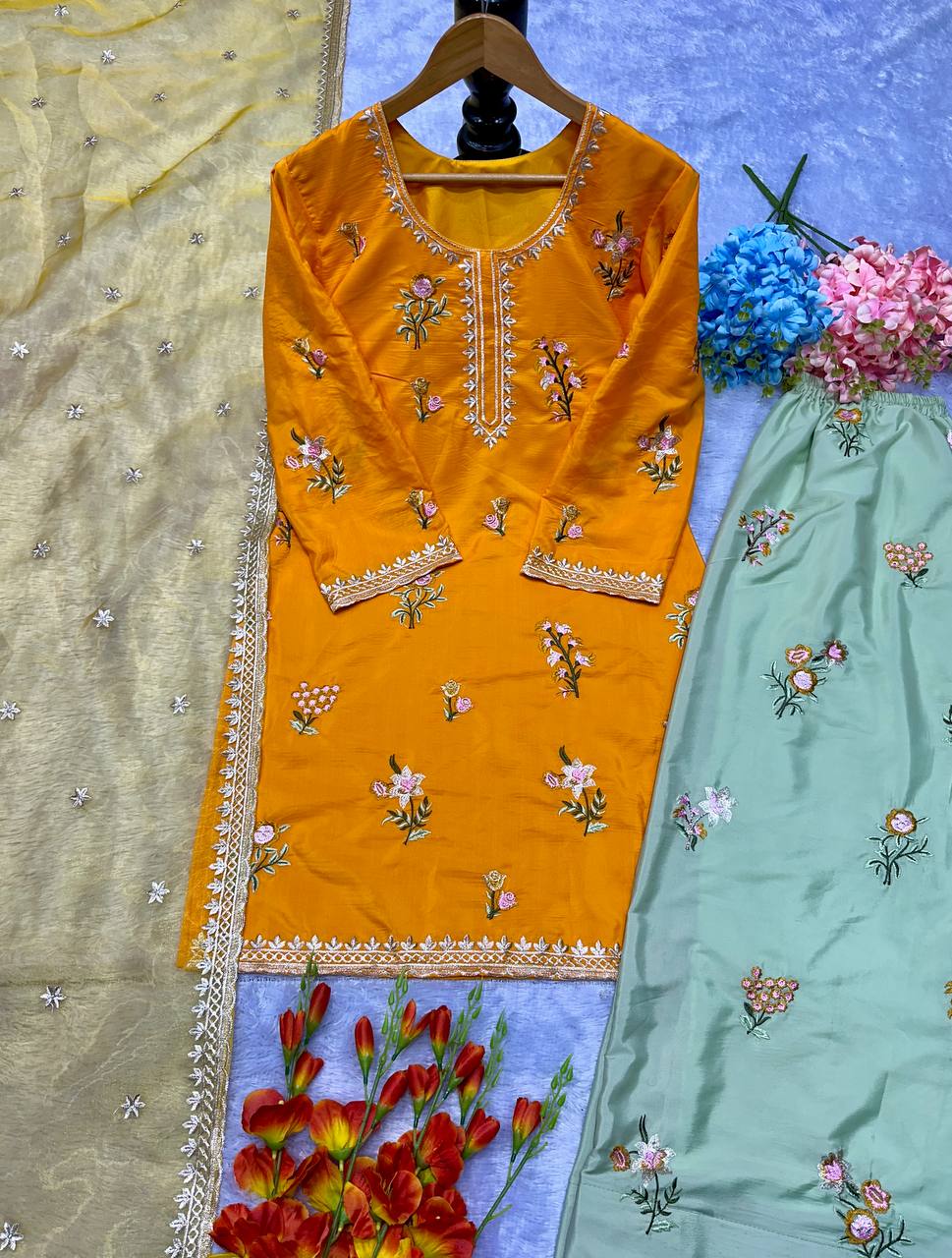 Pakistani New Designer crepe  Party Wear Top & Sharara Set with Fancy Dupatta