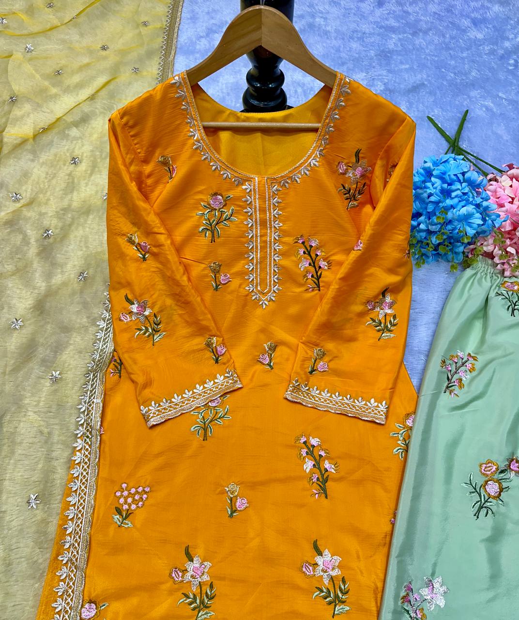Pakistani New Designer crepe  Party Wear Top & Sharara Set with Fancy Dupatta