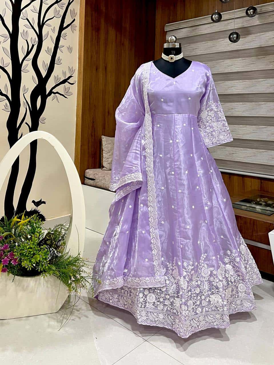 Designer jimi chu embroidery readymade salwar suit set