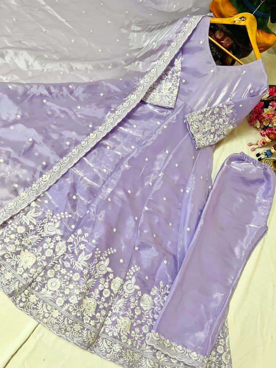 Designer jimi chu embroidery readymade salwar suit set