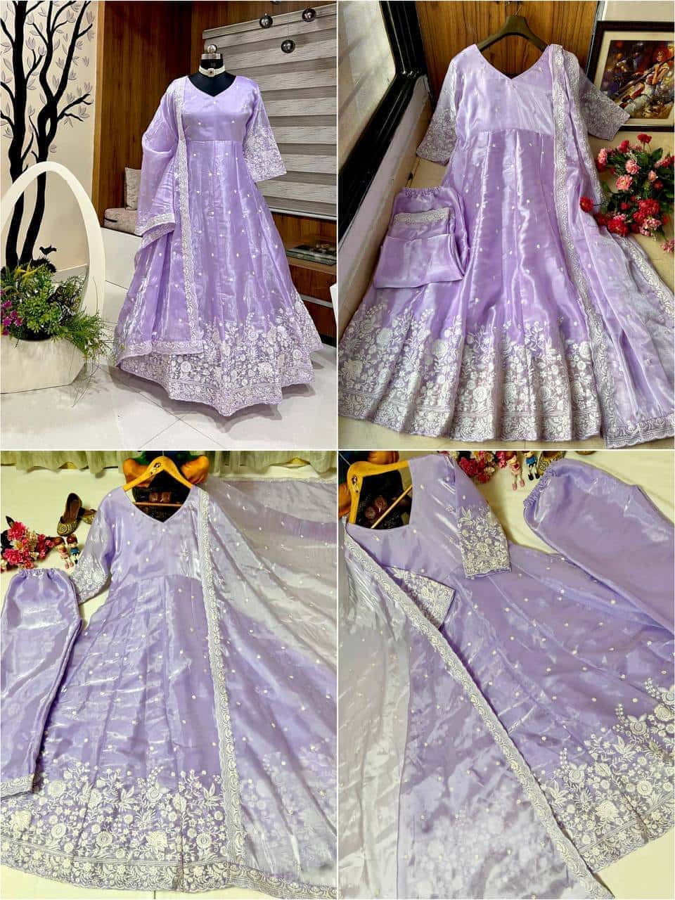 Designer jimi chu embroidery readymade salwar suit set