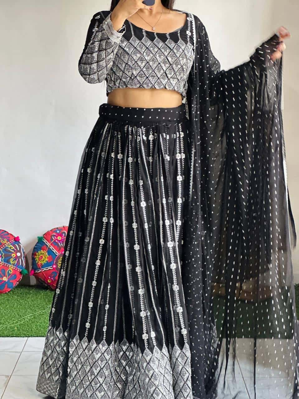 Heavy Sequence Work and Thread Work Choli Lehenga with Dupatta