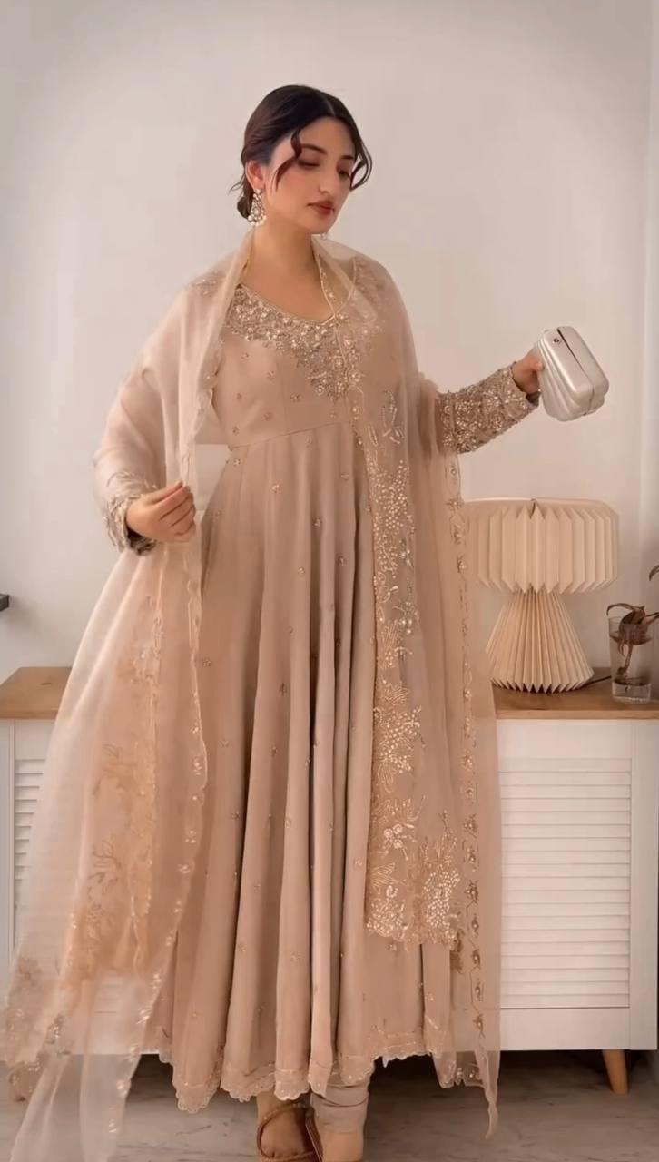 Designer Party Wear Gown with Dupatta – Rembo Sequence Work
