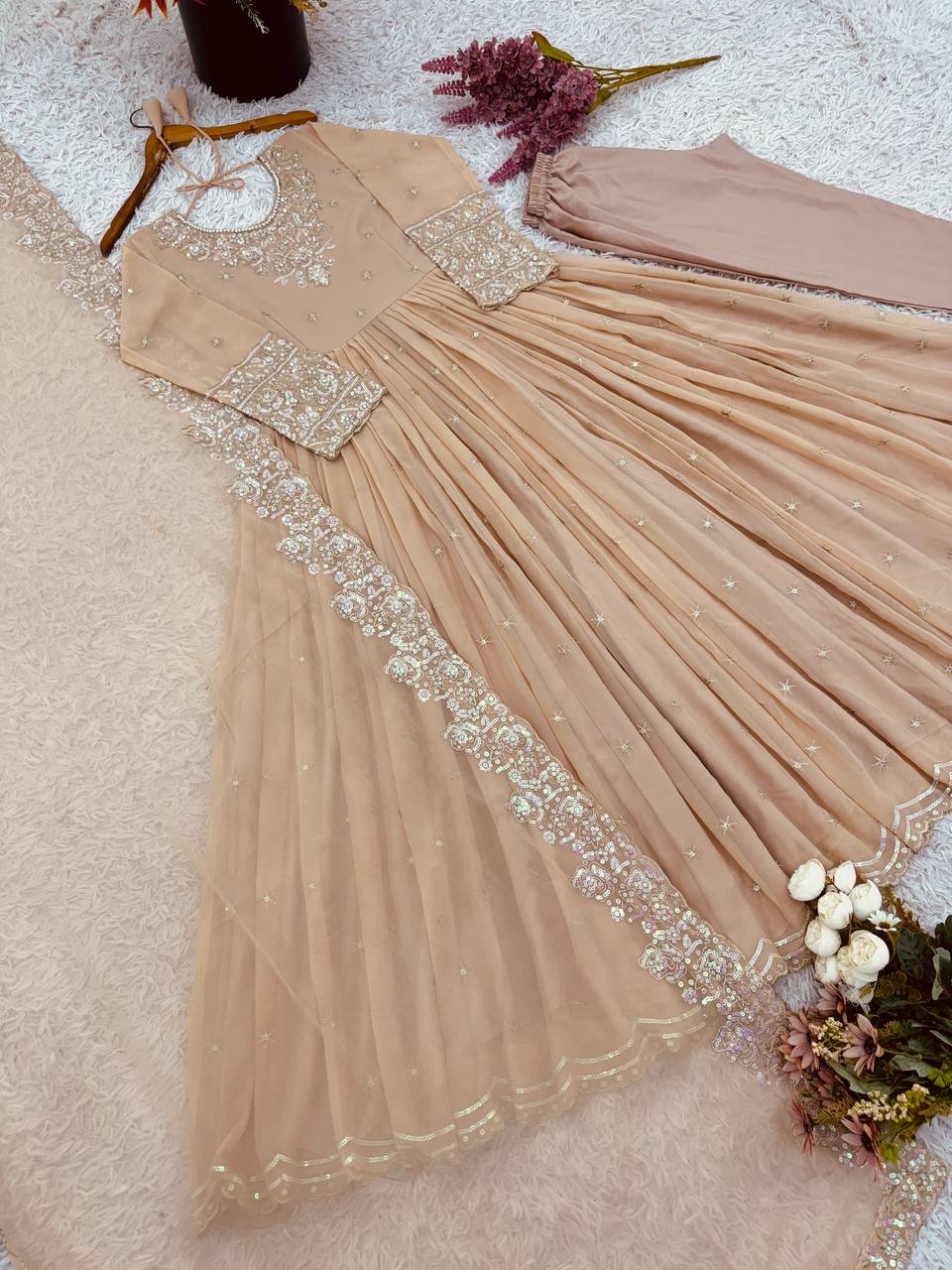 Designer Party Wear Gown with Dupatta – Rembo Sequence Work