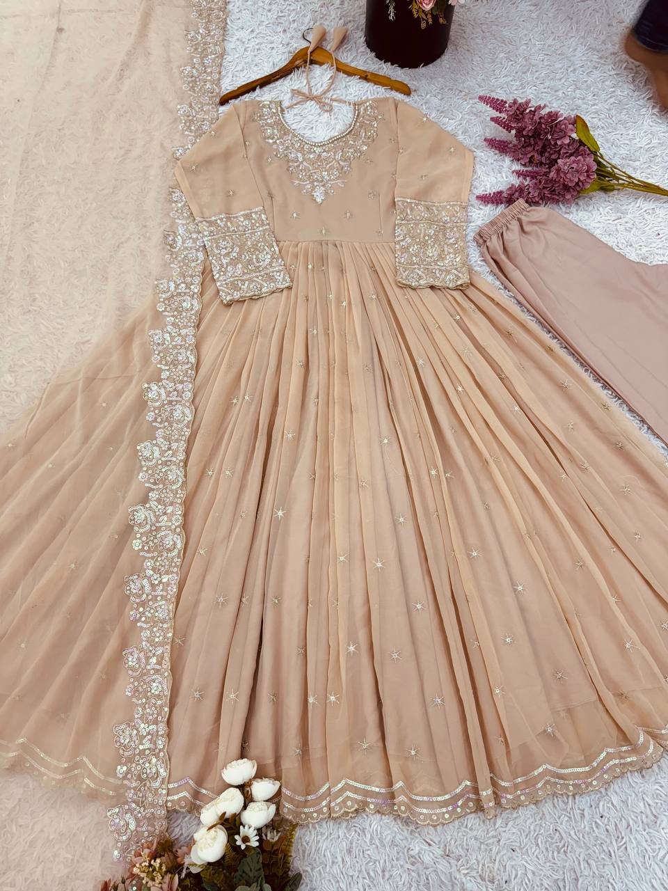 Designer Party Wear Gown with Dupatta – Rembo Sequence Work
