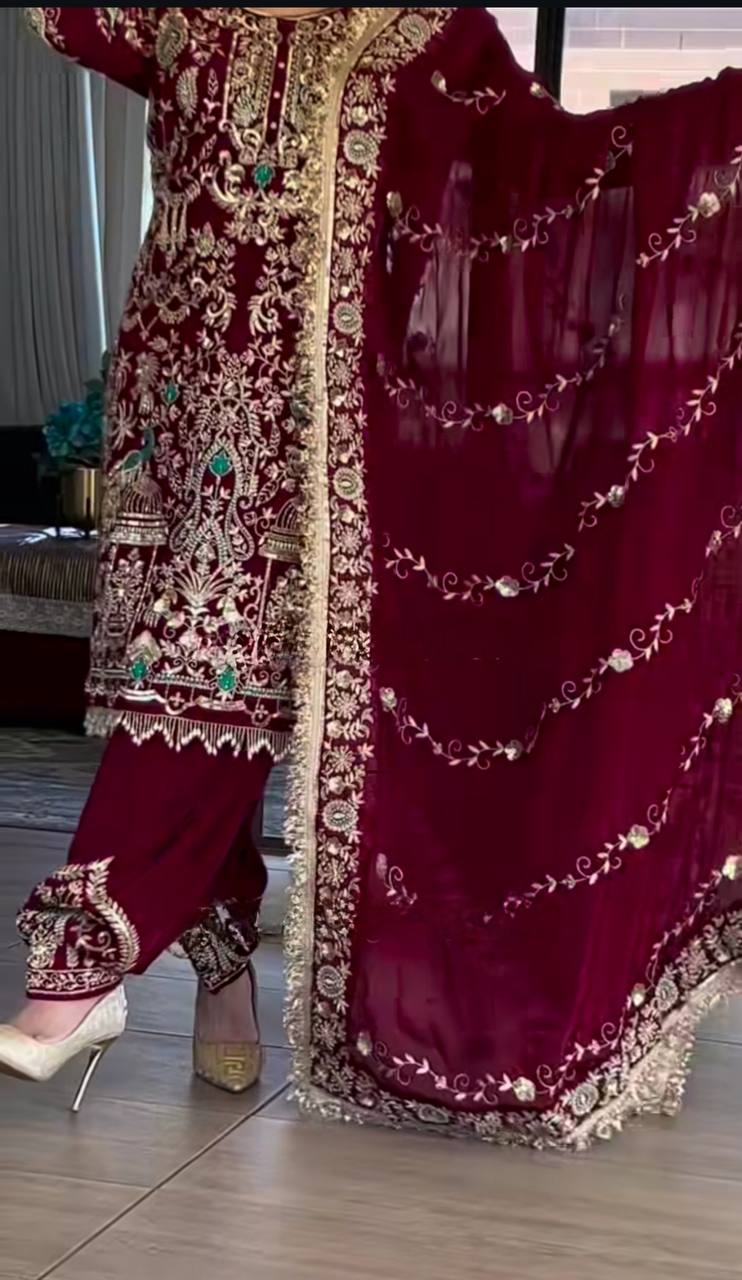 Natural crepe kurta dhoti with dupatta sets