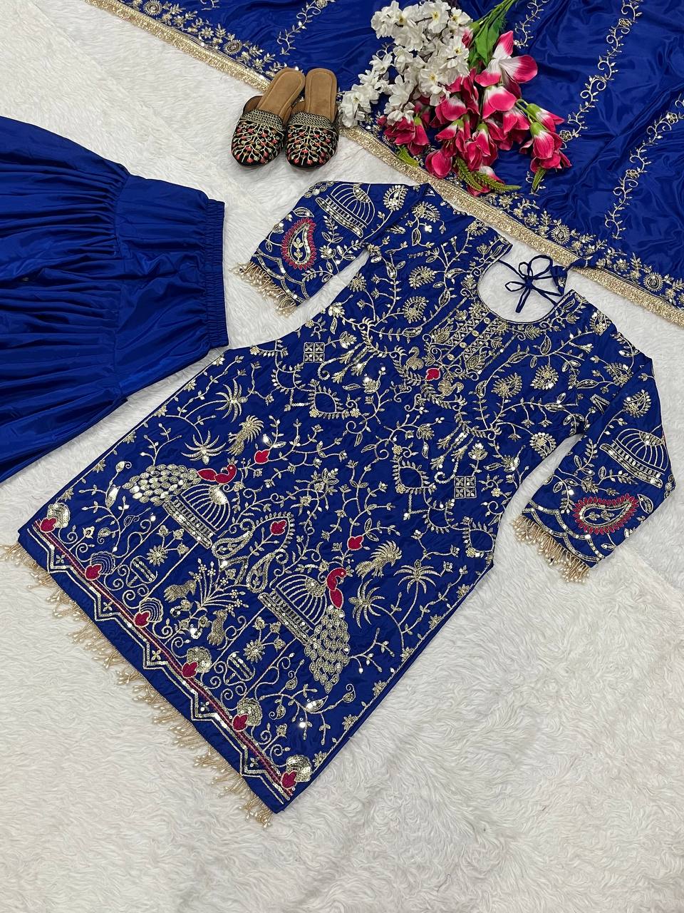 Natural crepe kurta dhoti with dupatta sets