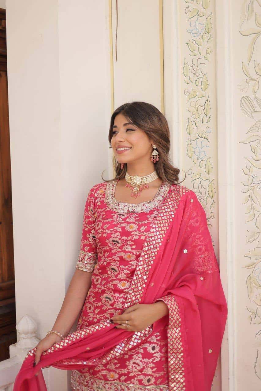 Designer Gharara Set with Sequins & Zari Embroidery – Viscose Jacquard Collection