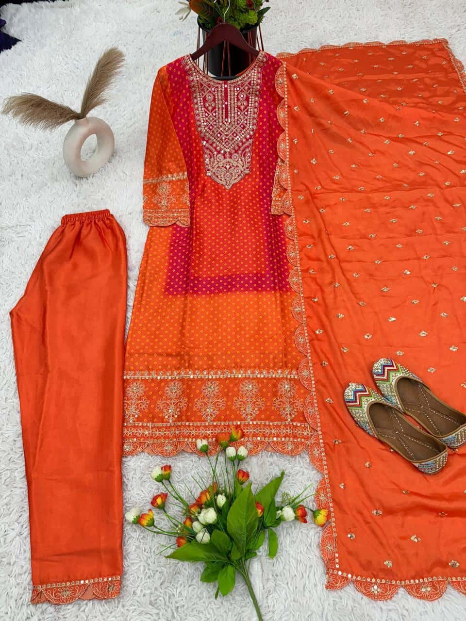 Bandhani print 3 pc suit set,Plus size is also available