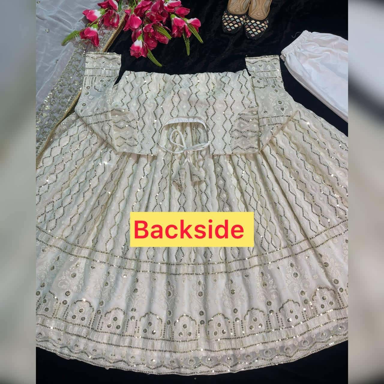 Heavy faux Georgette embroidery Gown Pant with Dupatta set