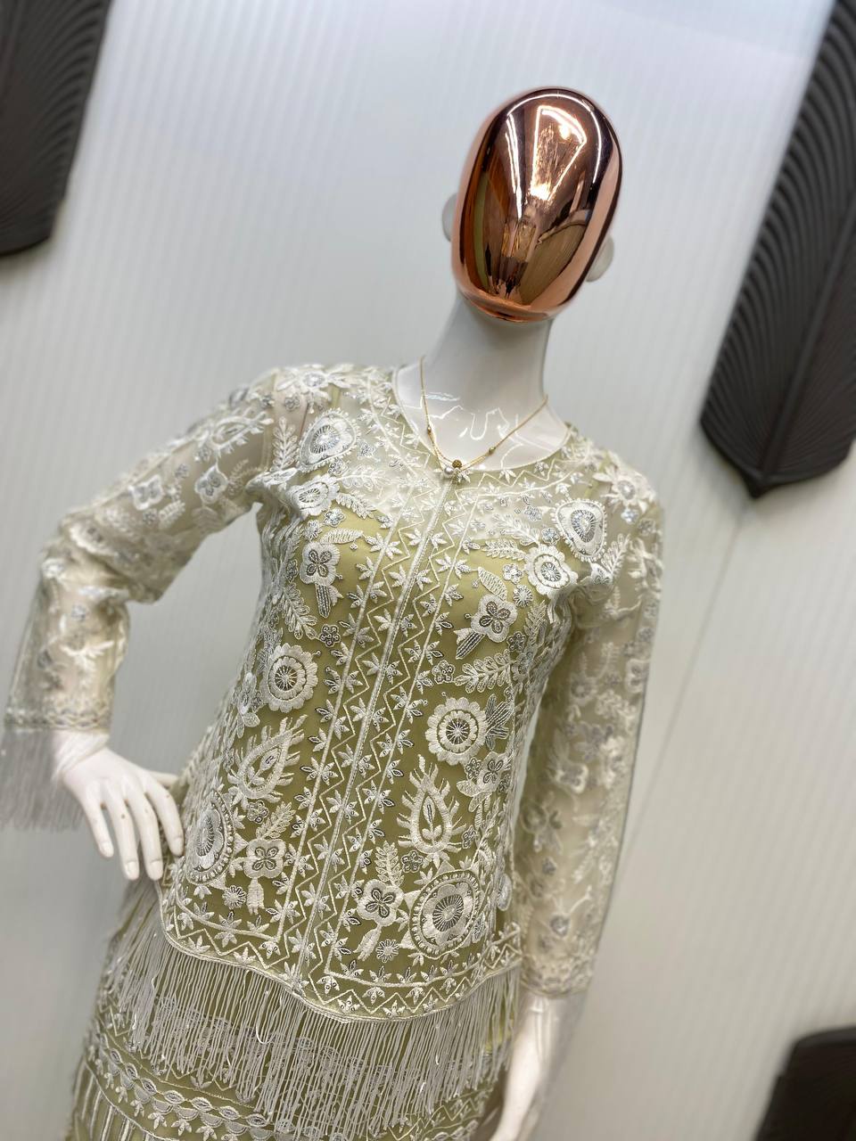 Designer Trending Top, Koti, and Plazzo Set with Sequence Embroidery Work