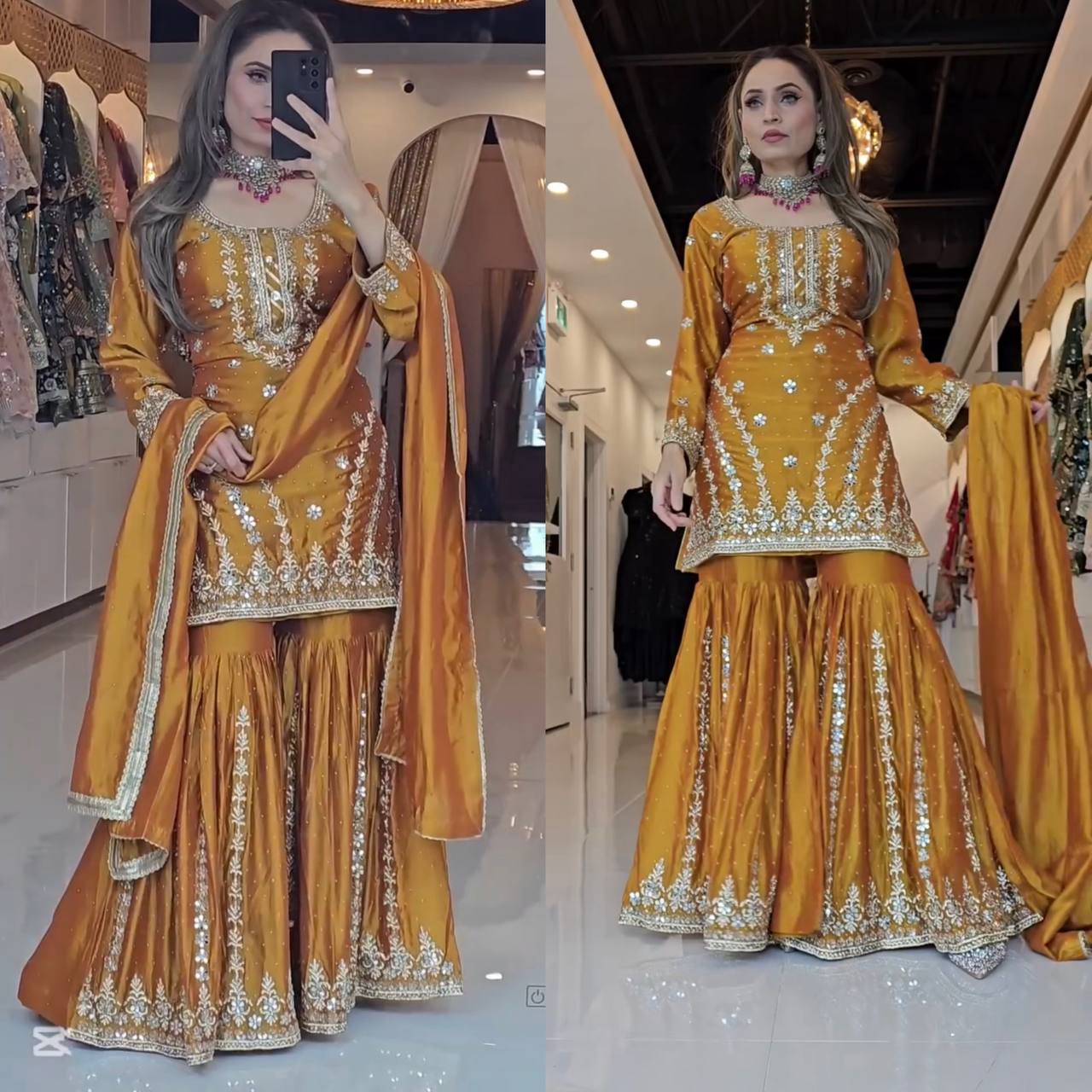 Wedding Georgette kurta sharara with dupatta set