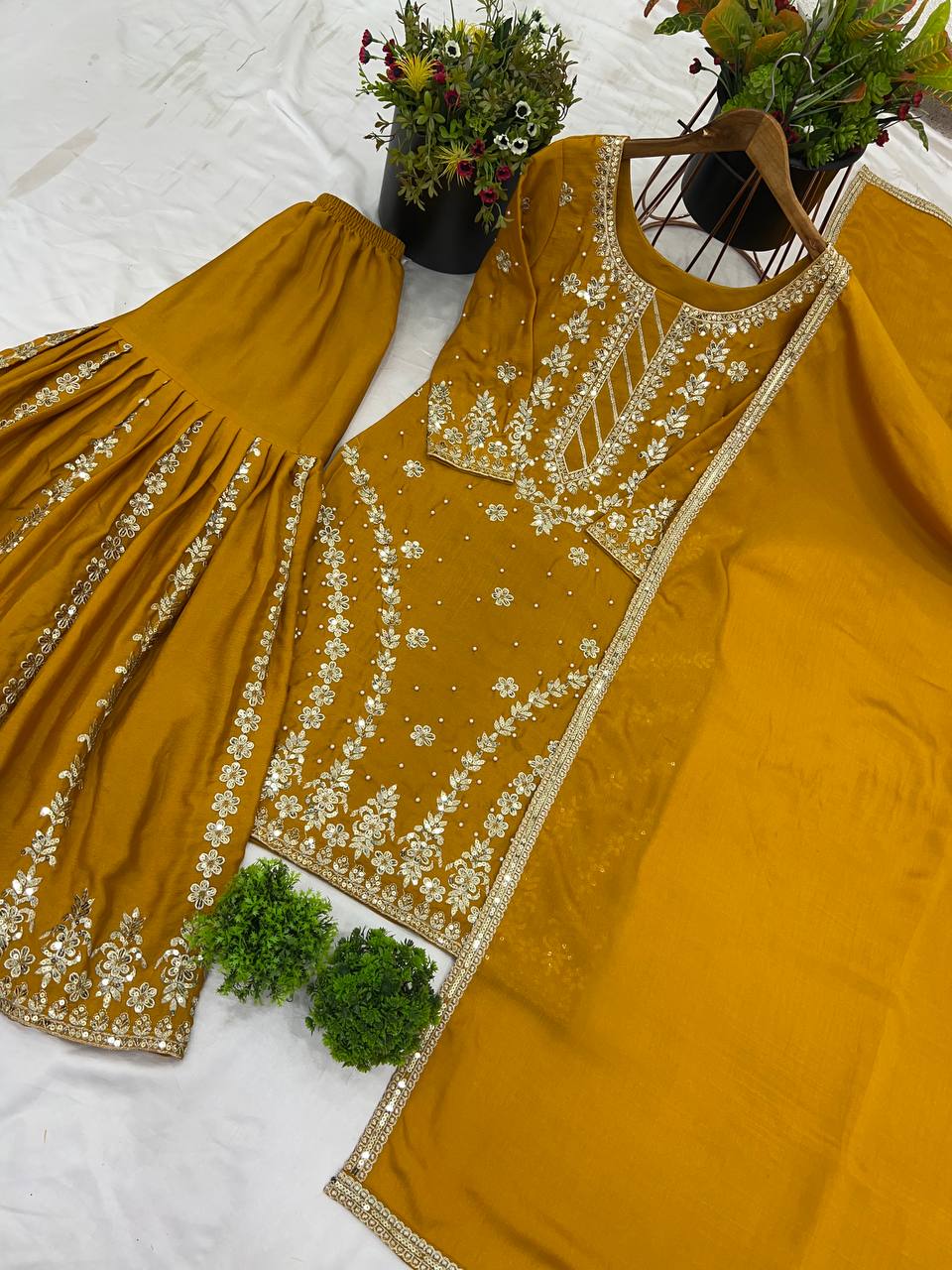 Wedding Georgette kurta sharara with dupatta set
