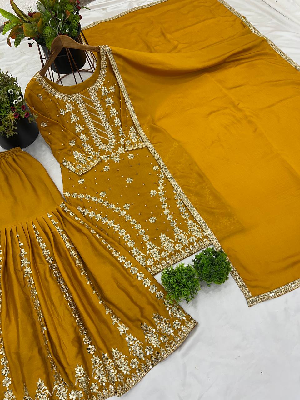 Wedding Georgette kurta sharara with dupatta set