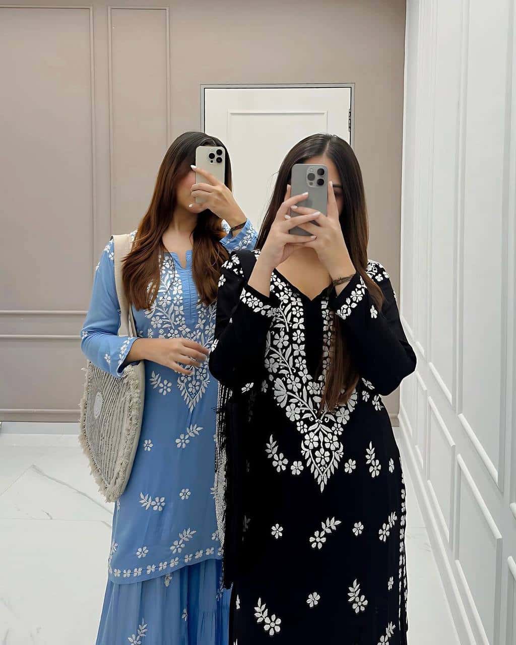 MASLIN TOP WITH COTTON THREAD EMBROIDERED WORK SHARARA