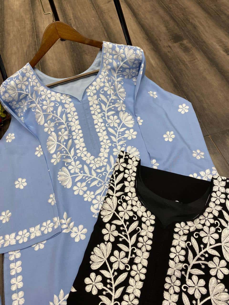 MASLIN TOP WITH COTTON THREAD EMBROIDERED WORK SHARARA