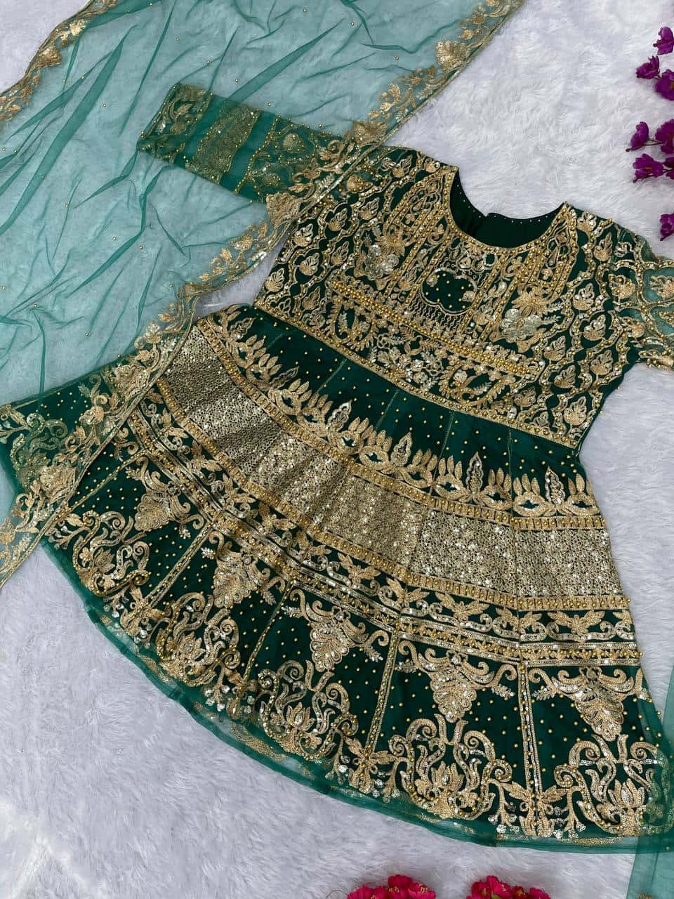 Elegant Soft Net Top and Silk Palazzo Set with Embroidery and Revet Moti Work