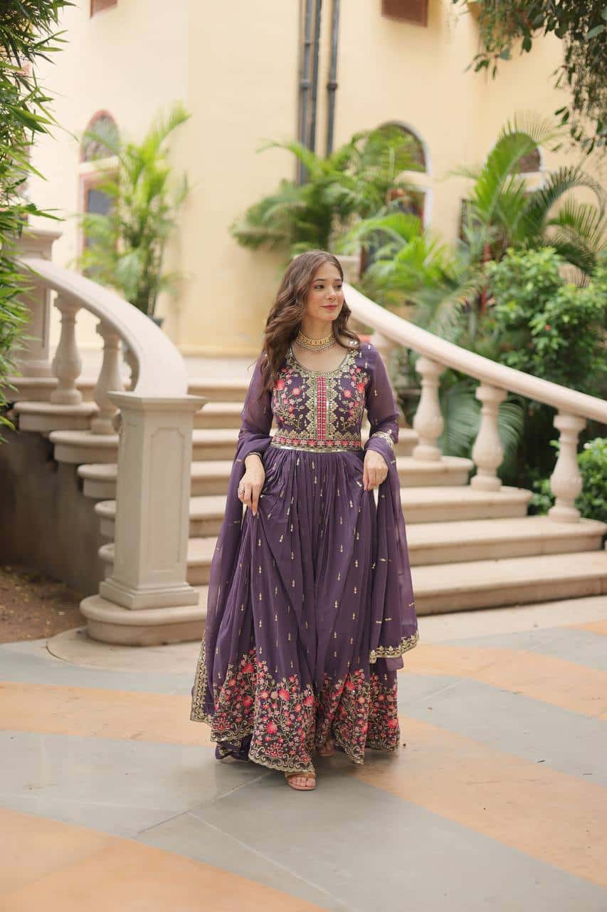 "Elegant Faux Georgette Kurti & Sharara Set with Sequins Dupatta"