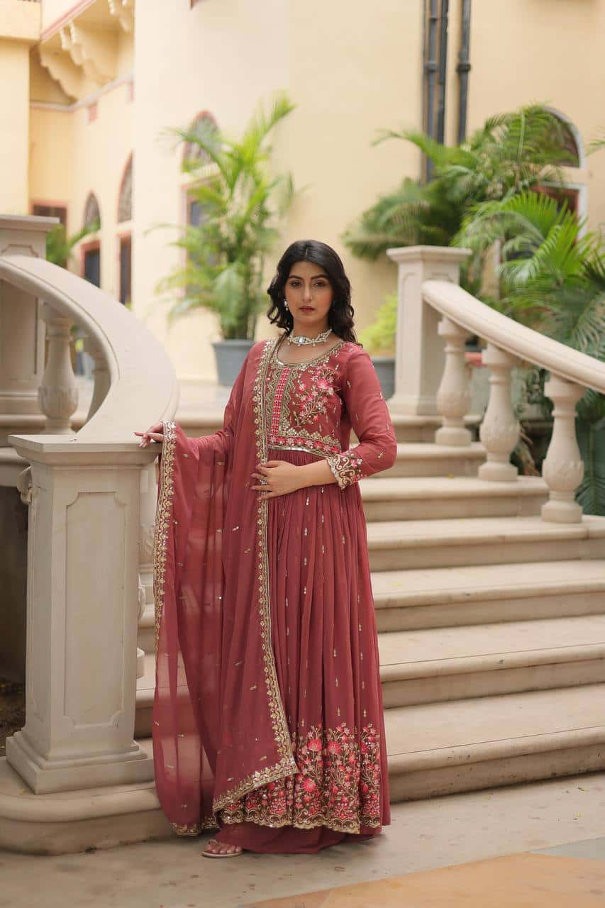 "Elegant Faux Georgette Kurti & Sharara Set with Sequins Dupatta"