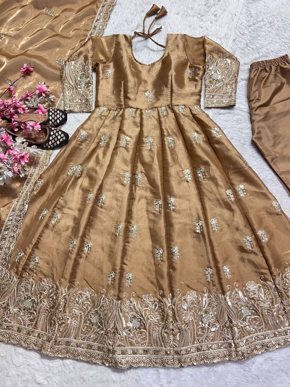 Heavy festival wear anarkali kurta set
