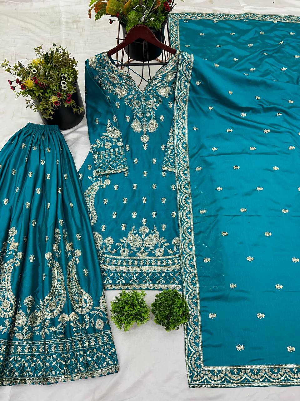 Beautiful designer  Silk kurta sharara with dupatta sets