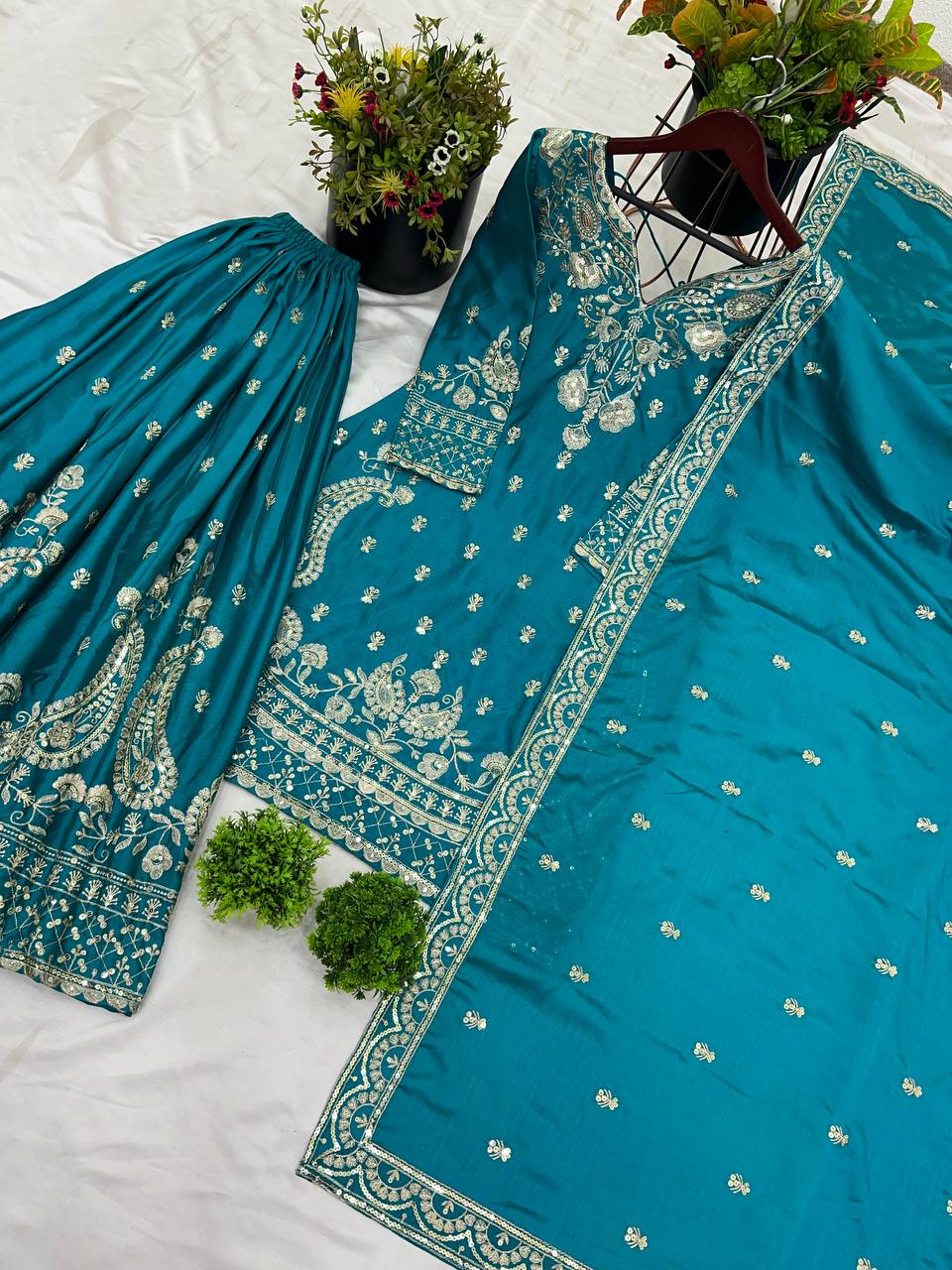 Beautiful designer  Silk kurta sharara with dupatta sets